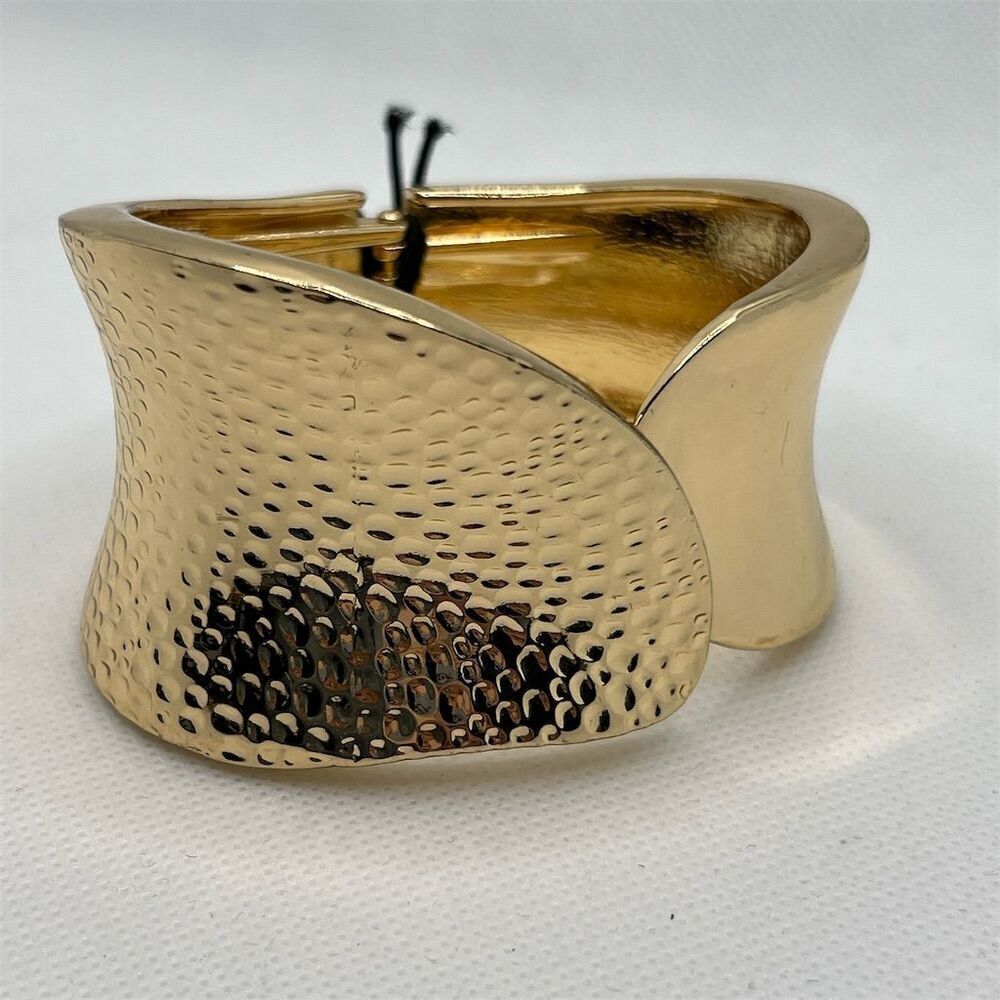 nOir Jewelry Vintage Inspired Gold Tone Hammered Hinged Cuff Bracelet